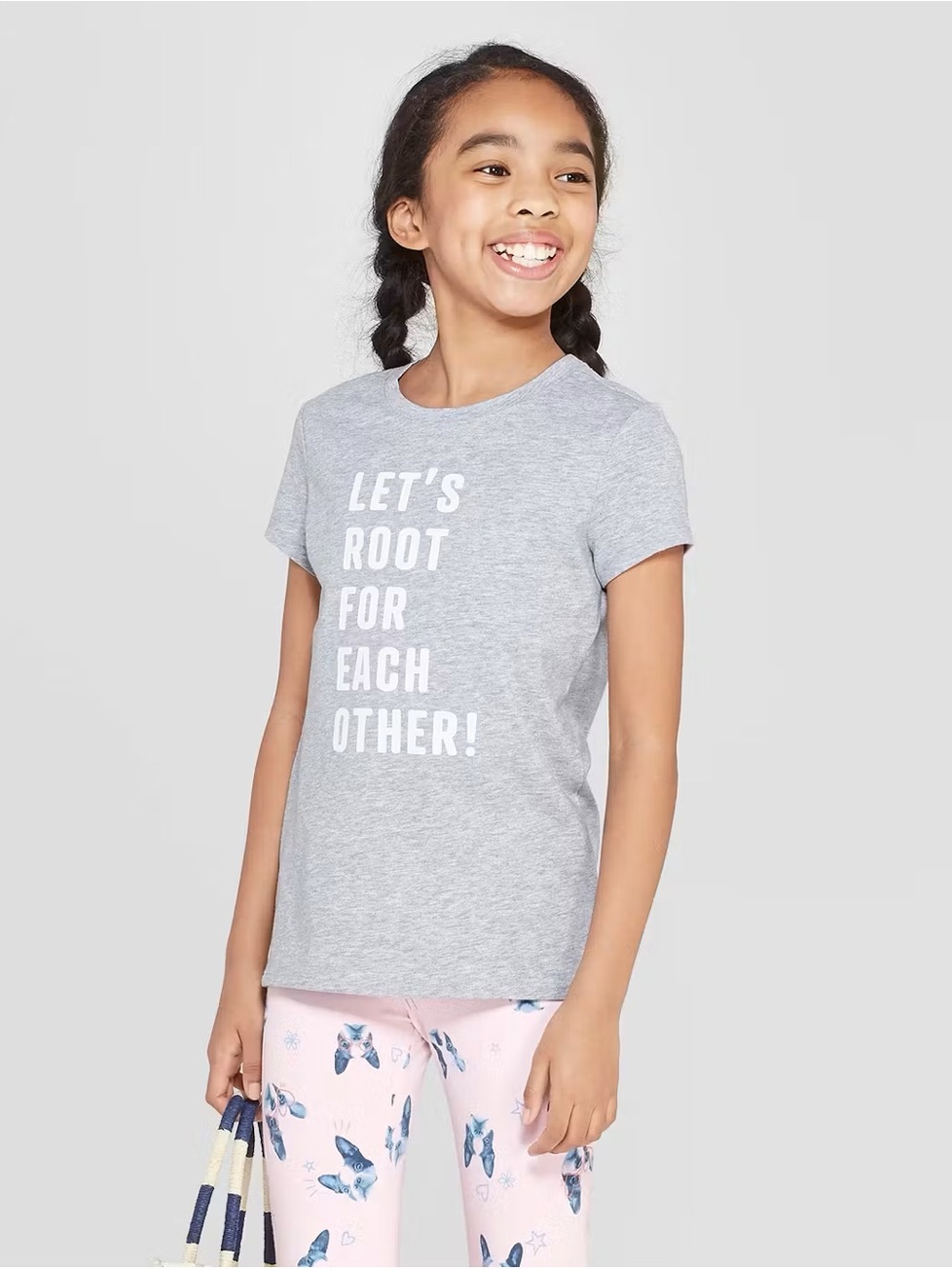 Cat & Jack Gray Short-Sleeve Tee with White Motivational Graphic